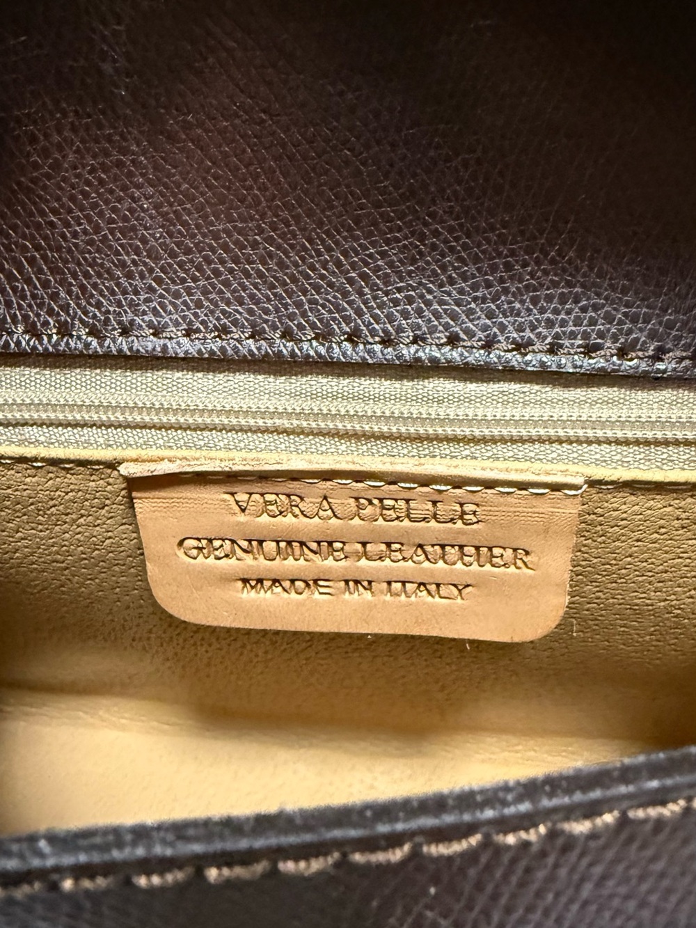 Genuine Italy Leather Structured Top Handle Bag 2 Way Coffee Mink - Picture 6 of 7
